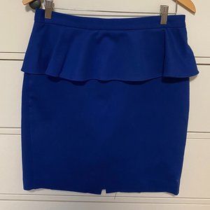 Club Monaco Royal Blue Pencil Skirt with ruffle, size 10